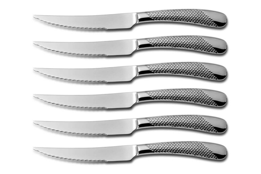 Houten doos 6 Comas Geometrische steakmessen roestvrij staal 13/0