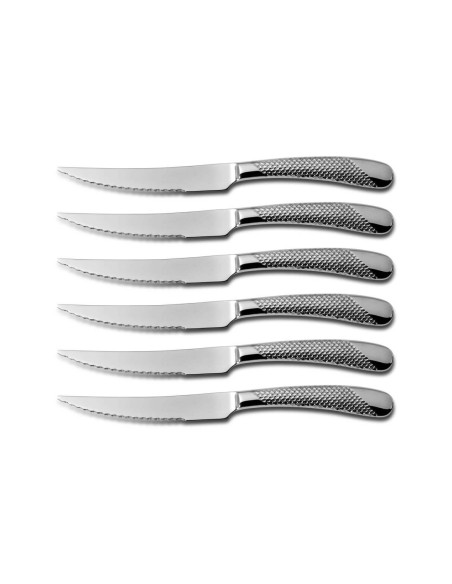 Trækasse med 6 Comas geometriske steakknive i rustfrit stål 13/0