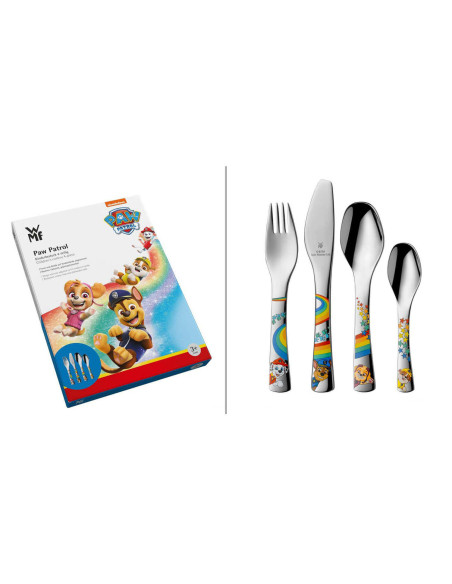WMF Pat'Patrouille 4 pezzi di posate per bambini in acciaio inox 18/10 Cromargan