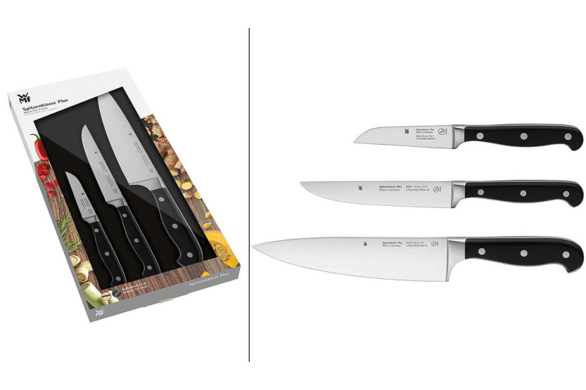 Sett med 3 WMF Spitzenklasse Plus-kniver: Kontor + Universal + Kokk