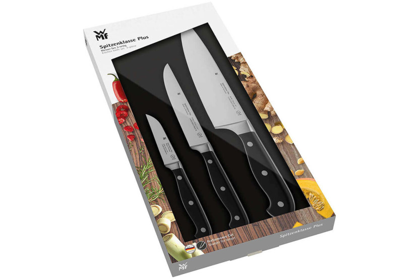 Sett med 3 WMF Spitzenklasse Plus-kniver: Kontor + Universal + Kokk