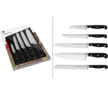 Set di 5 coltelli WMF Spitzenklasse Plus con lame in acciaio inossidabile e manici rivettati