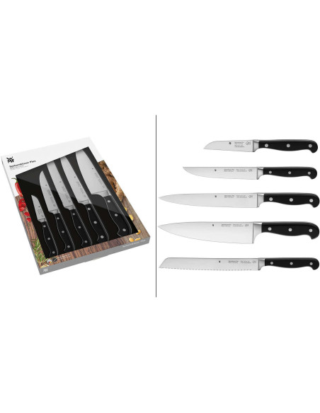 Set of 5 WMF Spitzenklasse Plus knives with stainless steel blades and riveted handles