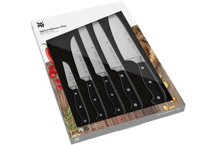 Set di 5 coltelli WMF Spitzenklasse Plus con lame in acciaio inossidabile e manici rivettati