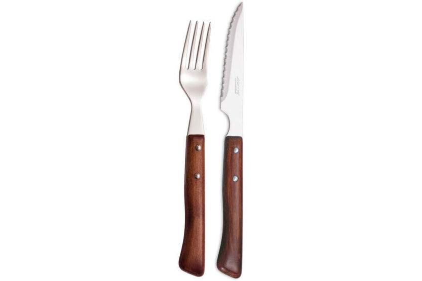 Boxed set 6 knives + 6 Arcos forks NITRUM steel wooden handles