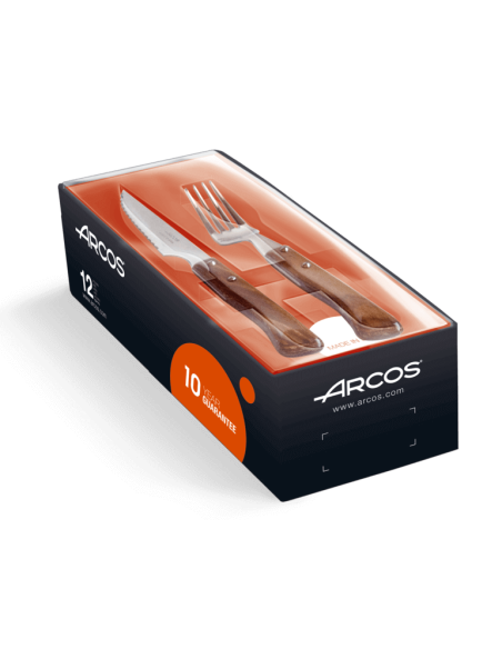 Boxed set 6 knives + 6 Arcos forks NITRUM steel wooden handles