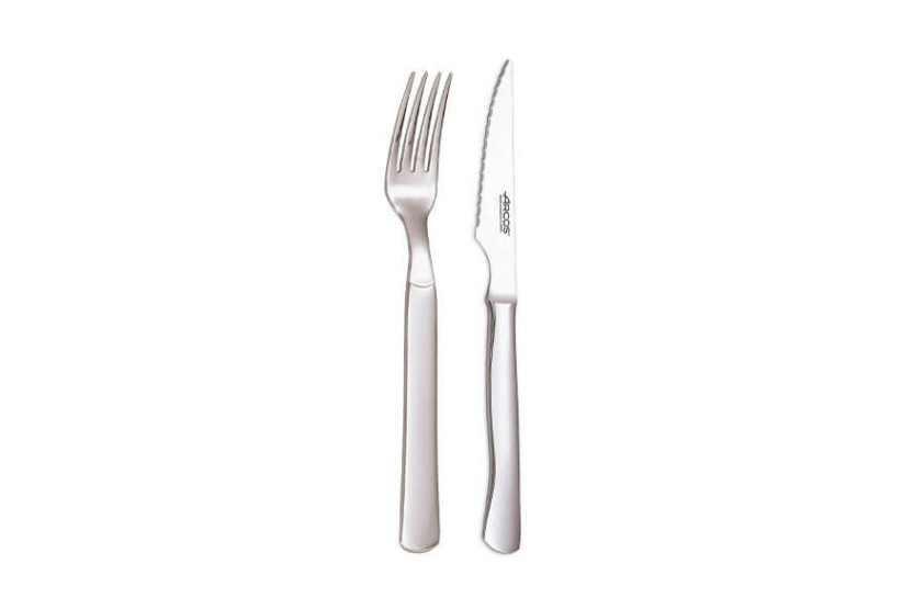 Set aus 6 Messern + 6 Gabeln Arcos Monoblock Klingen mit Mikrozahnung