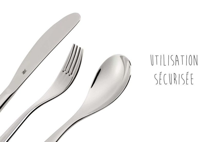 Posate per bambini WMF Safari 4 pezzi in acciaio inox 18/10 Cromargan