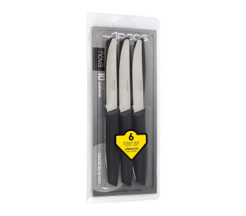 Set di 6 coltelli da tavola Arcos Lame in acciaio NITRUM manico nero