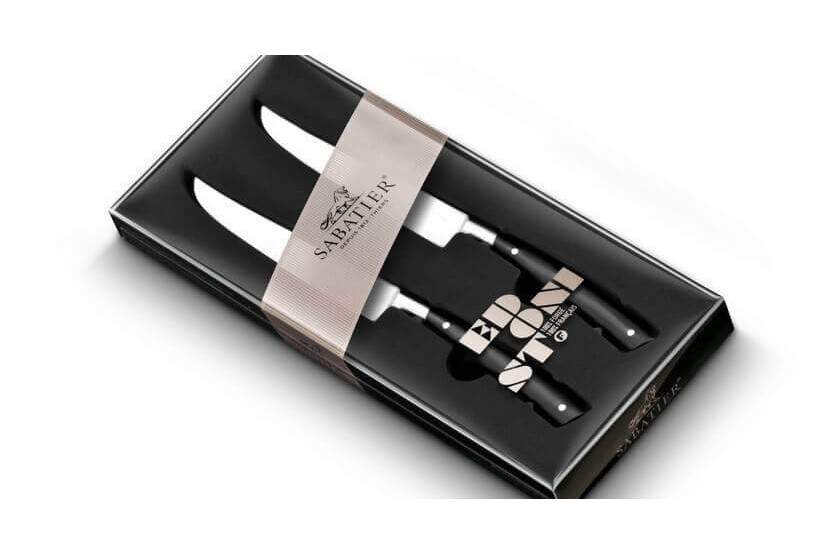 Set mit 2 Steakmessern Sabatier Edonist geschmiedet 12cm französische Herstellung