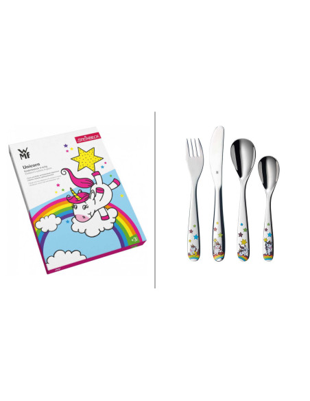 WMF Unicorn 4-delig kinderbestek in 18/10 Cromargan roestvrij staal