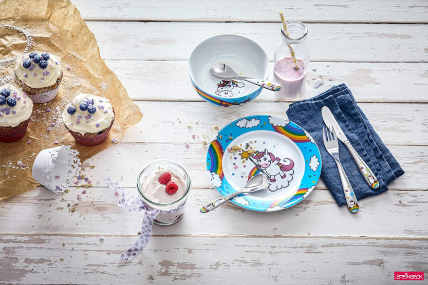 Lancheira para crianças WMF Unicórnio em aço inoxidável 18/10 e porcelana