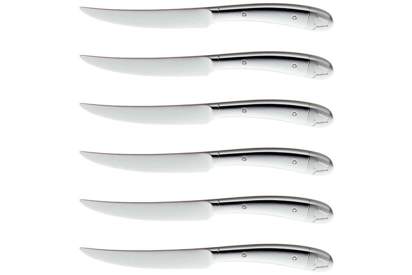Set van 6 WMF Geschenkide eendelige steakmessen 18/10 roestvrij staal gekarteld lemmet
