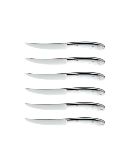 Set in scatola di 6 coltelli da bistecca monoblocco WMF Geschenkide con lama seghettata in acciaio inossidabile 18/10