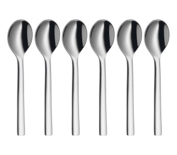 Uppsättning med 6 WMF Nuova espressoskedar i 18/10 Cromargan rostfritt stål