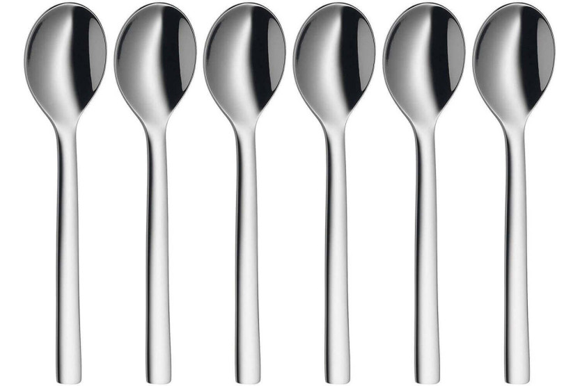 Uppsättning med 6 WMF Nuova espressoskedar i 18/10 Cromargan rostfritt stål