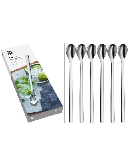Set bestehend aus 6 Longdrink-/Cocktail-Löffeln WMF Nuova aus Edelstahl 18/10 Cromargan