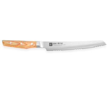 Faca de pão japonesa Shimomura Un-Ryu 21cm Damascus 33 camadas