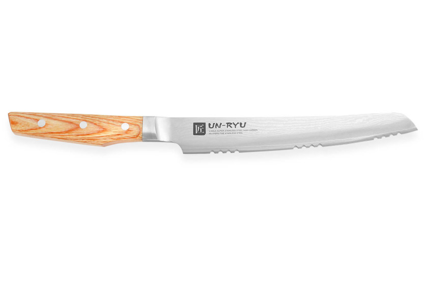 Shimomura Un-Ryu 21 cm japansk brødkniv med 33 lag damask