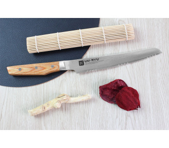 Faca de pão japonesa Shimomura Un-Ryu 21cm Damascus 33 camadas 2