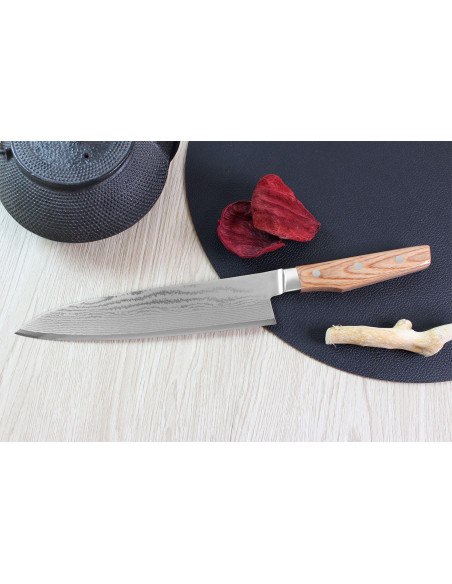 Faca de chef japonesa Shimomura Un-Ryu 21cm 33 camadas de damasco