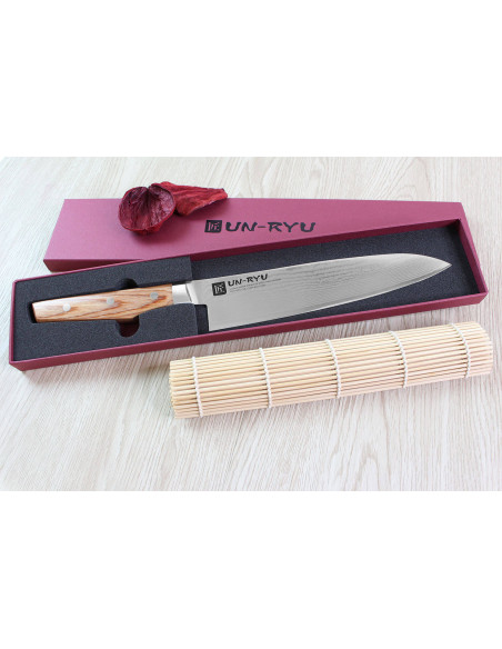 Shimomura Un-Ryu 21cm 33 capas damasco cuchillo de chef japonés