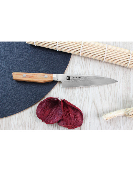 Shimomura Un-Ryu 12 cm, 33-lags damaskus japansk universalkniv