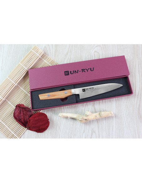 Shimomura Un-Ryu 12cm 33-lagig damascus japans hobbymes