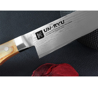 Shimomura Un-Ryu 16cm 33-lagers damaskus japansk santokukniv 2