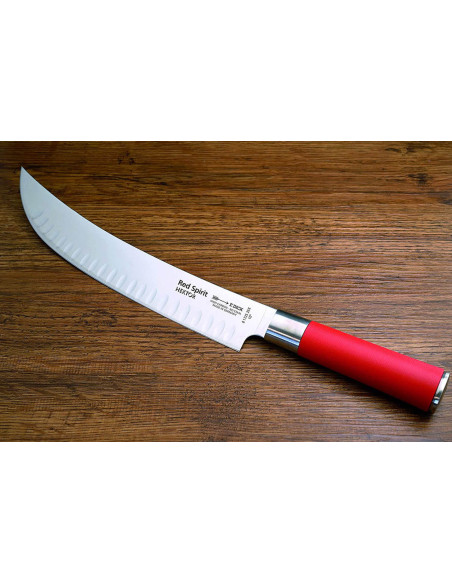 Faca de trinchar Hektor DICK Red Spirit em aço inoxidável com 25 cm de lâmina em favo de mel e cabo vermelho