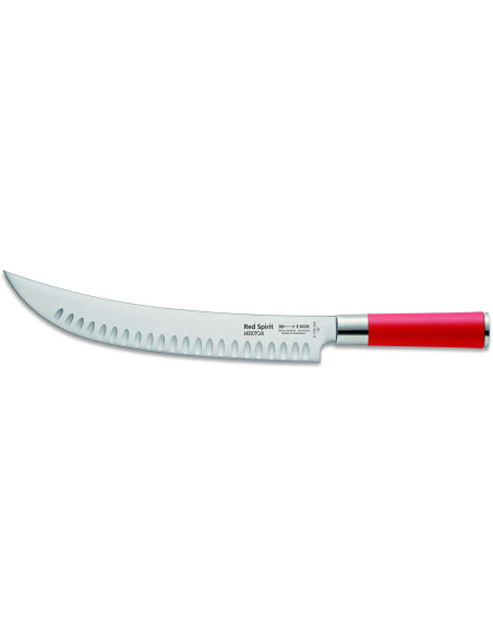 Hektor DICK Red Spirit Tranchiermesser aus rostfreiem Stahl mit Kullenschliff 25cm roter Griff