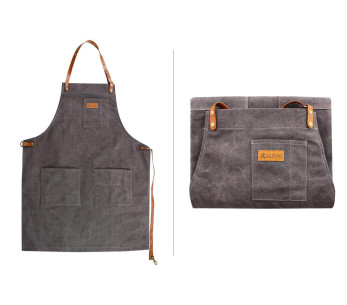 Avental de cozinha Wusaki em lona e pele 83x67,5cm - Tamanho único