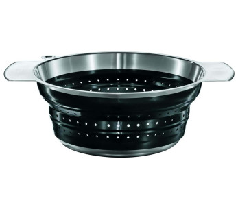 Escurridor plegable negro Rösle de acero y silicona - Diámetro 24cm