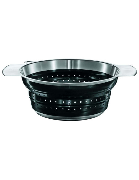 Rösle black folding colander in steel and silicone - Diameter 24cm