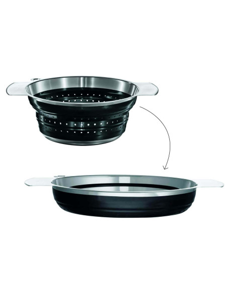 Rösle black folding colander in steel and silicone - Diameter 24cm