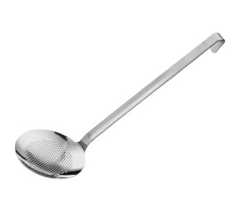 Rösle flat skimmer fin perforering i rustfritt stål med krok - Diameter 12 cm