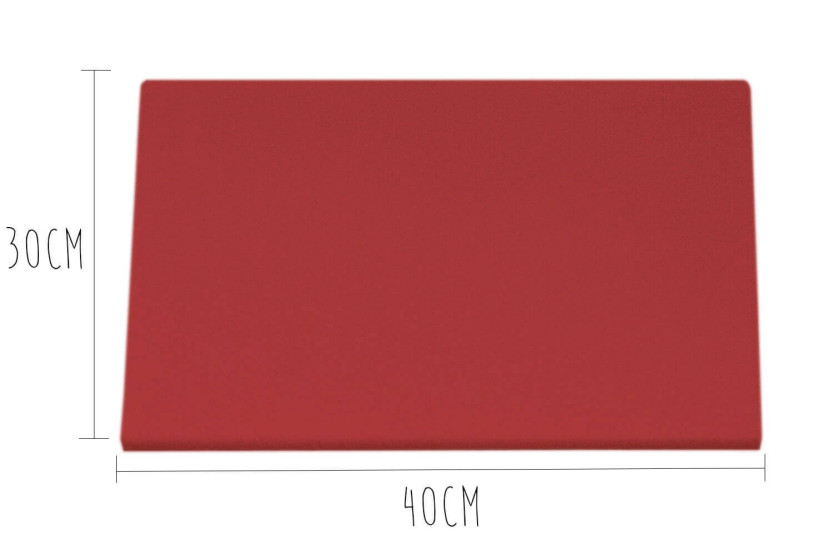 HD500 röd polyetenskärbräda med fötter 40x30cm