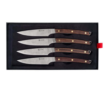 Set di 4 coltelli da bistecca Icel con lama seghettata da 11 cm e manico in legno curvo
