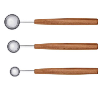 Conjunto de 3 colheres de medida Triangle Sense em aço inoxidável 18/10 com pega em madeira de ameixoeira