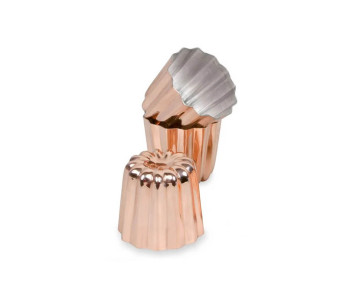 Lote de 3 moldes de cobre estriados burdeos 55mm