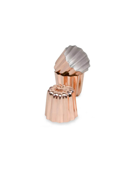 Set of 3 Bordeaux fluted copper moulds 55mm