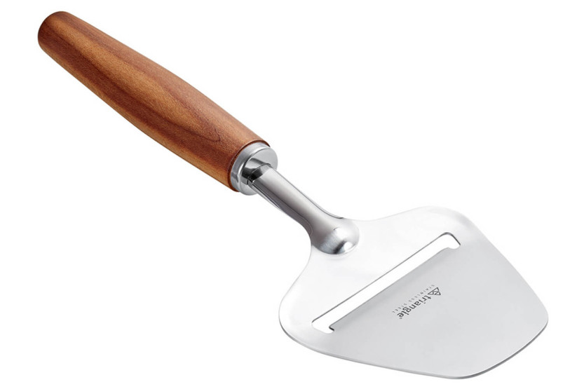 Triangle Sense cheese slicer in 18/10 stainless steel with plum wood handle