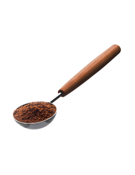 Cuchara medidora de café de acero inoxidable Triangle Sense de 15 ml con mango de ciruelo