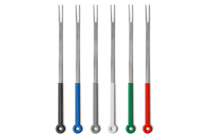 Conjunto de 6 garfos de fondue de anel Mono com pegas coloridas