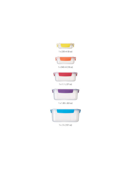 Set of 5 multicolored Joseph Joseph Nest Lock storage boxes