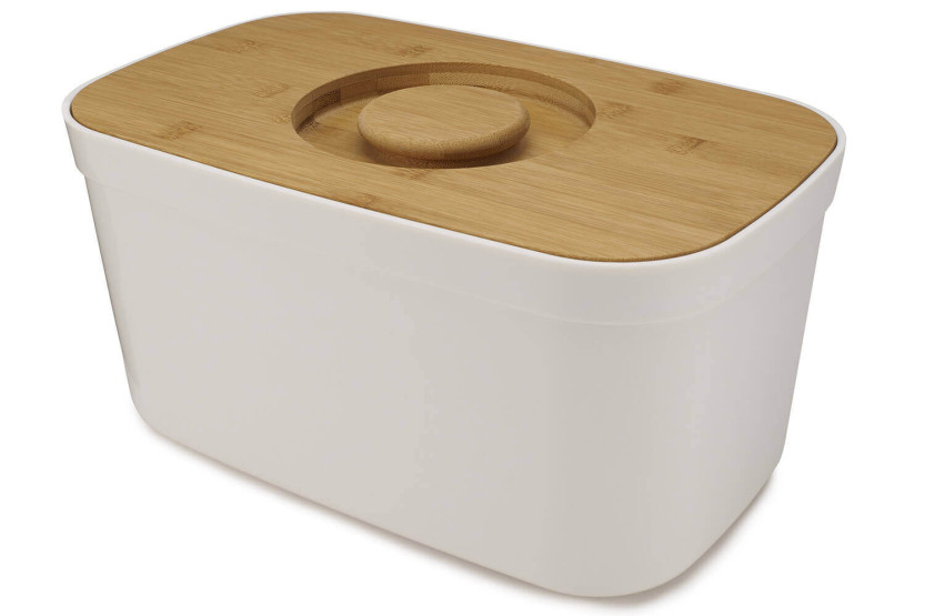 Joseph Joseph Bread Bin scatola per il pane bianca con coperchio reversibile in bambù