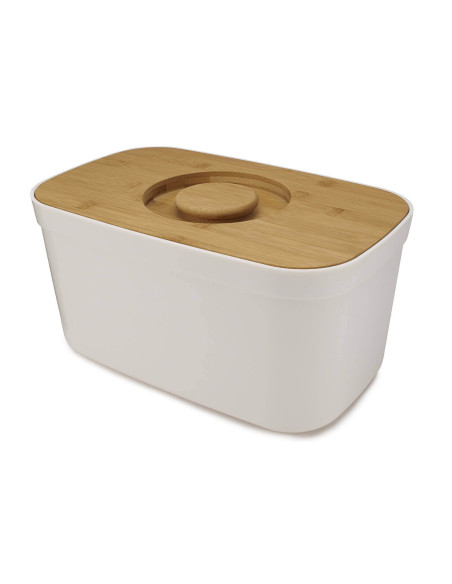 Joseph Joseph Bread Bin hvid bambus med vendbart låg brødkasse