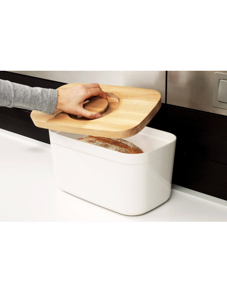 Joseph Joseph Bread Bin caixa de pão branca com tampa de bambu reversível