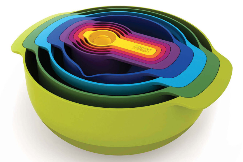 Set of 9 Joseph Joseph Nest Plus 9 multicolored nesting bowls/pasteur/dosers