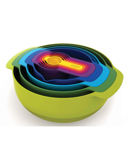 Set of 9 Joseph Joseph Nest Plus 9 multicolored nesting bowls/pasteur/dosers